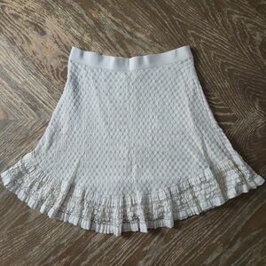 Max Studio Cream Textured Lace Ruffle Mini Skirt Elastic Waist M